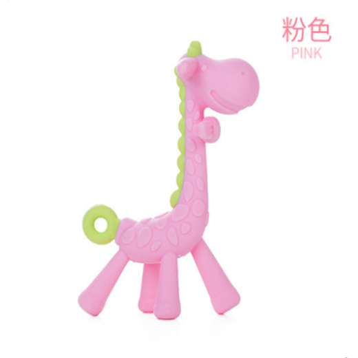 Yoshida Hisamori JTOSEN 3-6-12 months baby teether baby Manhattan hand ball chewing soft silicone giraffe pink deer + storage box