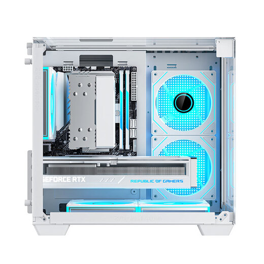 AOC星海CG389白色 游戏电脑主机海景房机箱 三面玻璃/无立柱/支持MATX/5风扇位/3D立体全景/左右分仓