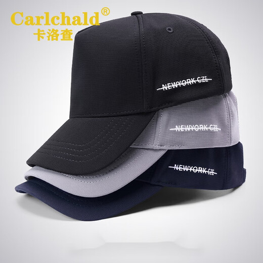 卡洛查品牌帽子男士夏季棒球帽大头围不褪色透气潮流高顶休闲运动 灰色 L正常码(55-60cm)可调节
