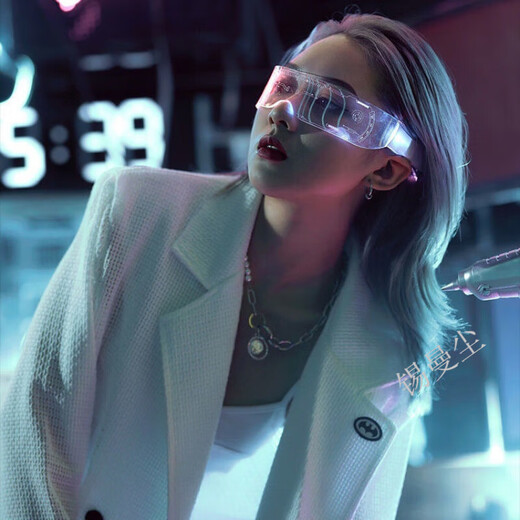 Mosaic sunglasses, led sci-fi luminous glasses, birthday internet celebrity, future technology glasses, disco glasses, luminous glasses, night vision, ordinary medium version + single control mode