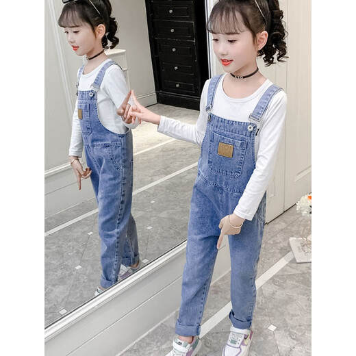 Disney (Disney) Girls Denim Overalls 2023 Spring and Autumn New Korean Style Girls Two-piece Suit Children's Loose Western Style Overalls Single Piece MK-212 Overalls Regular Size 140 Don't be too big