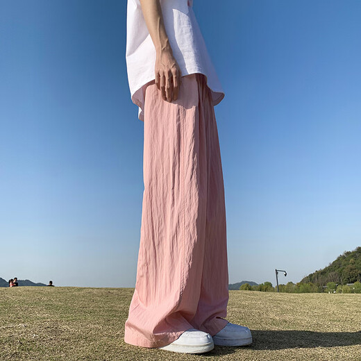 OEMG Striped Sports Casual Pants Boys Summer New Wide Leg Versatile Straight Youth Loose Trendy Pants DSA410-K9901 Black 2XL Recommended 135-150Jin Jin equals 0.5kg