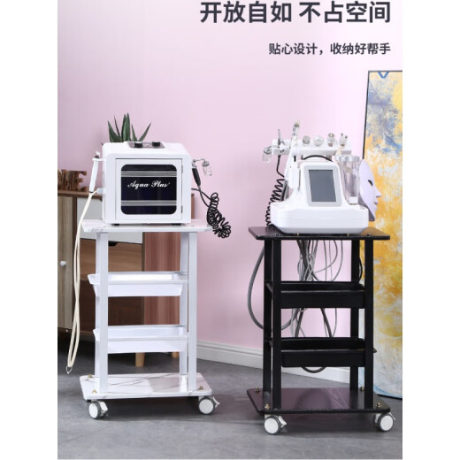 Meinianfu Beauty Salon Trolley Beauty Trolley Three-layer Beauty Salon Trolley Beauty Salon Trolley Cupping Tattoo Tools Transparent Stainless Steel Overall Not Assembled Official Standard x51x33x81cm