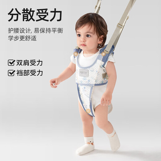 Betis toddler belt for infants and young children learning to walk, traction rope to assist in standing, anti-fall, baby learning to walk artifact, spruce blue, classic model
