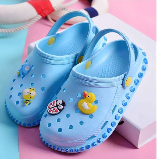 9i9 Jiuaijiu children's slippers bathroom home non-slip soft bottom cartoon baby slippers Baotou anti-collision new blue 20A144