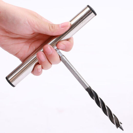 Qinkai manual drill woodworking drill punching tool wood punching drill bit large hole plastic hand twist manual punching tool 8 mm diameter length 21 cm