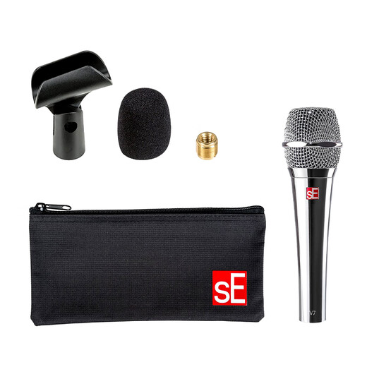 SE V7 dynamic microphone professional stage live performance vocal wired microphone computer live broadcast sound card karaoke anchor set equipment sE V7 CHROME+microphone cable+stand