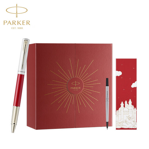PARKER Signature Pen, juego de caja de regalo de escritura clásica para regalos especiales de oficina de negocios, a través de bolígrafo rojo rítmico XL + caja de regalo de flores Dream Pen