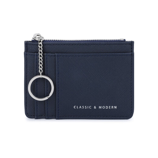 OEMG Cross Pattern Women's Coin Wallet Korean Mini Key Chain Ballet Case Múltiple Tarjeta Pack Pack Girls Birthday Blue