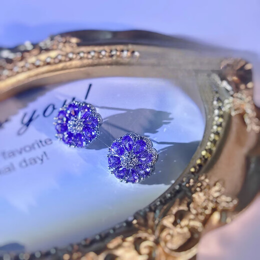 DL 1998 Fat Donglai same style tanzanite earrings natural l natural santan stone earrings for women s925 silver purple natural tanzanite amethyst B earrings