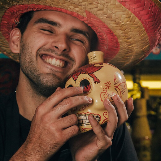 灵魂判官洋酒原装进口墨西哥龙舌兰酒灵魂判官KAH 骷髅头基酒烈酒彩绘瓶身 金龙舌兰酒 700mL 1瓶