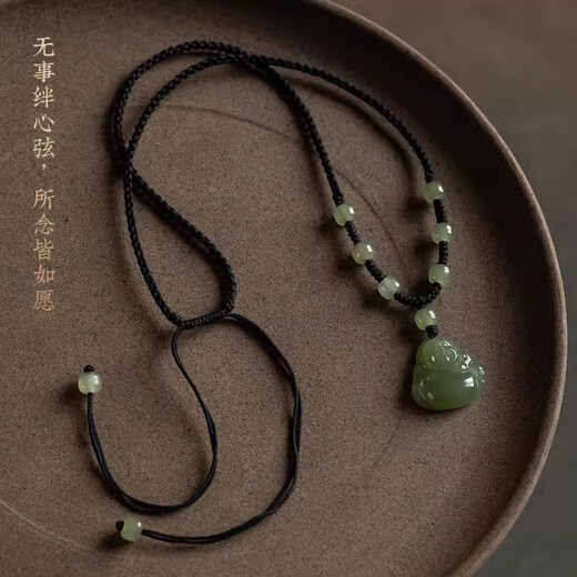 Chu Weiwei Qingshui Hotan Jade Maitreya Buddha Big Belly Buddha Statue Laughing Buddha Pendant Xinjiang Jade Clavicle Necklace Men and Women Gift Height Width 30mm