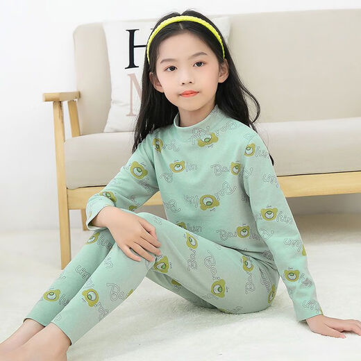 Disney Children's Thermal Underwear Set Thermal Storage German Velvet Girls Seamless Boys' Double-sided Velvet Pajamas Middle and Large Children's Autumn and Winter Hair Silver Dinosaur (German Velvet Set) 120 Suitable for 42 Jin Jin equals 0.5 kg