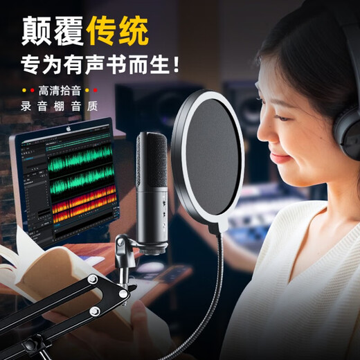 Burren Bell BL520X-USB condenser microphone audiobook professional recording equipment novel Himalaya mobile phone microphone recitation dubbing broadcast set anchor live broadcast noise reduction model with desktop stand + monitoring headphones + acoustic sound insulation cotton