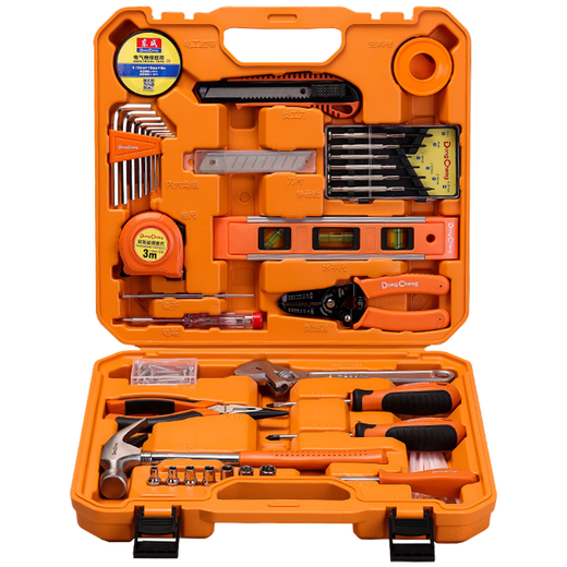 Dongcheng household tool box set hardware tool set multi-functional electrician woodworking telecommunications repair tool combination set household hardware set 38 pieces