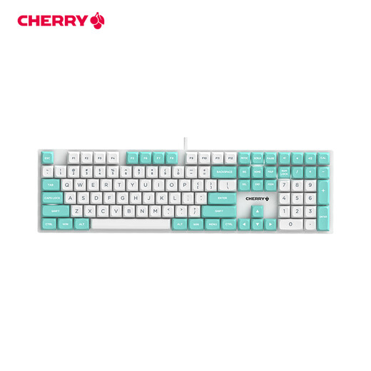 CHERRY Cherry KC200 mechanical keyboard office gaming keyboard computer keyboard mechanical blue and white color matching customized keyboard PBT keycap wired keyboard red axis