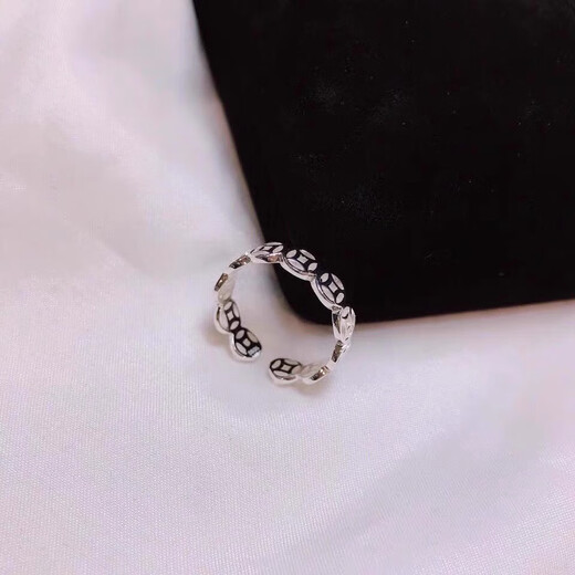 Pure silver S99 sterling silver ring to attract wealth, copper coin ring, opening adjustment, women's fashion transfer silver jewelry, index finger, ring finger, Qian Duoduo (open style)