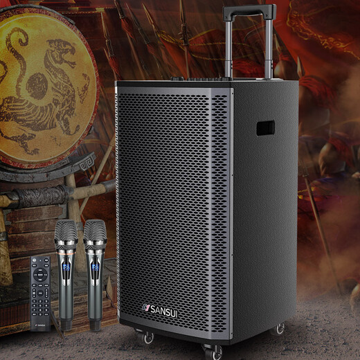 SANSUI L series square dance audio high-power subwoofer pull-rod audio outdoor portable Bluetooth speaker professional stage-level karaoke dedicated amplifier three-way 15 inches + dual bel canto microphones