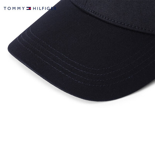 TOMMY HILFIGER【男女同款】情侣纯棉绣标金属调节扣经典鸭舌帽棒球帽95041 黑色083 均码 （57-58cm）