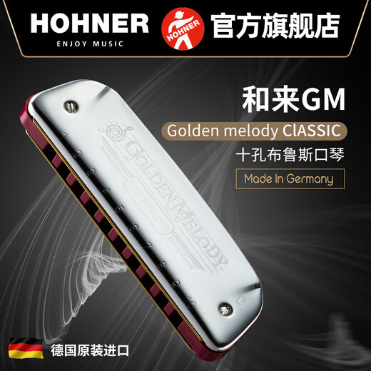 
HOHNER German and Golden melody ten holes 10 harmonica GM blues adult harmonica 10 holes C tune + original zipper bag