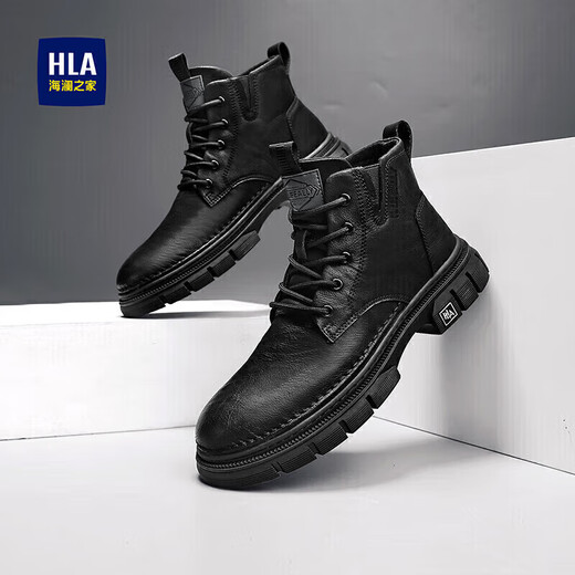 Heilan House HLA Martin boots men's boots autumn and winter outdoor trendy work boots men's mid-high boots men's shoes 0562 black 42