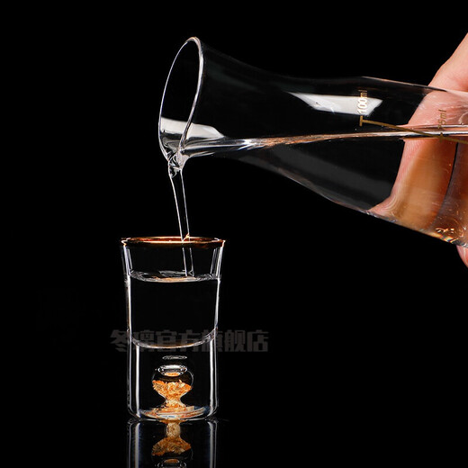 Dongli creative iceberg wine dispenser crystal glass Jinshan liquor dispenser household small flask with gold scale mountain view wine bottle decanter Iceberg wine dispenser 100ML single pack