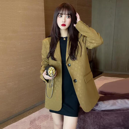 
Pierre cardin women's high-end coat suit small casual temperament spring and autumn new style fried street oversize suit top avocado green 9855 S