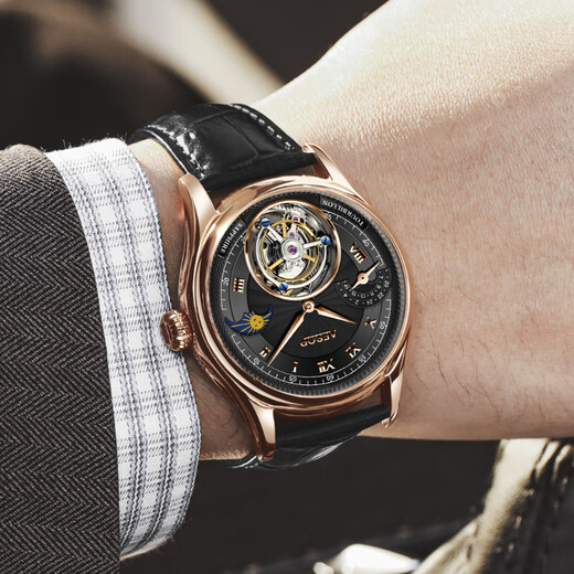 Los diez mejores relojes famosos de Aesop para los relojes mecánicos de tourbillon huecos para hombres relojes impermeables para la muñeca para regalos de cumpleaños de novio 7027g de carcasa blanca de cuero marrón de superficie blanca [movimiento de tourbillon]