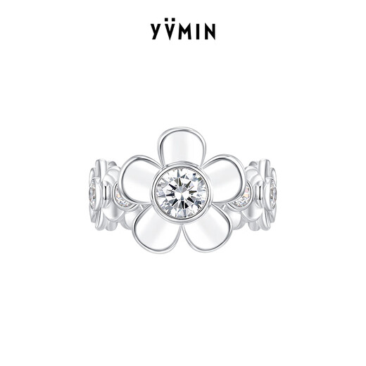 Unique rotating garden ring with flower ring, designer style, new product, designer style birthday gift for girlfriend, silver 11#