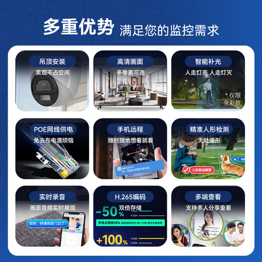 Hikvision Überwachungskamera 3 Millionen Pixel Mobiltelefon Fernbedienung POE Home Full Color Night Vision Indoor und Outdoor Monitor Gewerbliche Geräte wasserdichte Outdoor 4mm