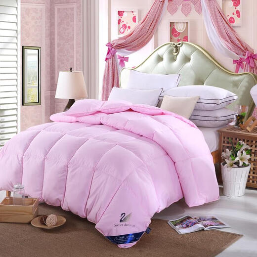 羽丝绒被子加厚冬被8斤春秋被防羽绒被子单人被双人被芯 公主粉 200*230*12斤
