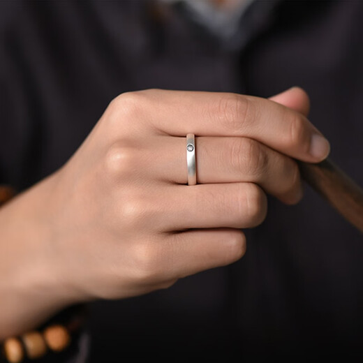 Luotai old silversmith 999 pure silver natal Buddha couple ring ring for a couple, plain ring, simple opening, adjustable engraving, Void Tibetan Bodhisattva, single (ox, tiger natal Buddha), male style