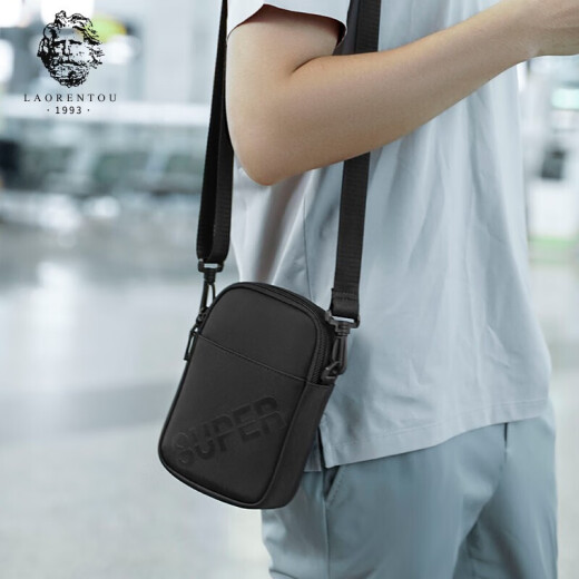 Laorentou (LAORENTOU) crossbody bag men's trendy casual men's shoulder bag fashion versatile mobile phone bag sports casual men's bag JD815072L1A black gift for boyfriend and husband