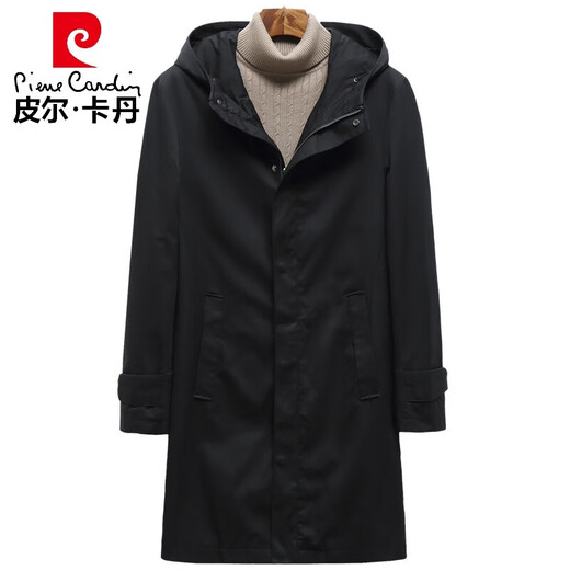 Мужская ветровка Pierre Cardin средней длины 2026, новинка весны и осени, модная красивая весенне-осенняя куртка, свободная британская куртка большого размера, черная 2XL 185