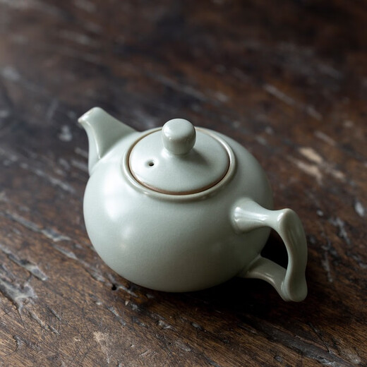 Rudao Ru Kiln Kung Fu Tea Set Covered Bowl Teapot Teacup Complete Set Ru Kiln Rare Open Slices Azure Retro Ceramic Household Tea Maker Gift Box Packaging Ru Kiln Square Ear Pot 11-pack Gift Box