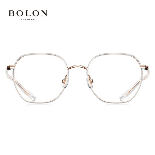 
BOLON Tyrannosaurus glasses myopia glasses frame polygonal large frame retro casual optical frame for men and women BJ6173 B93 Rose gold-transparent frame [+0 yuan] with anti-blue light lens 0 degrees