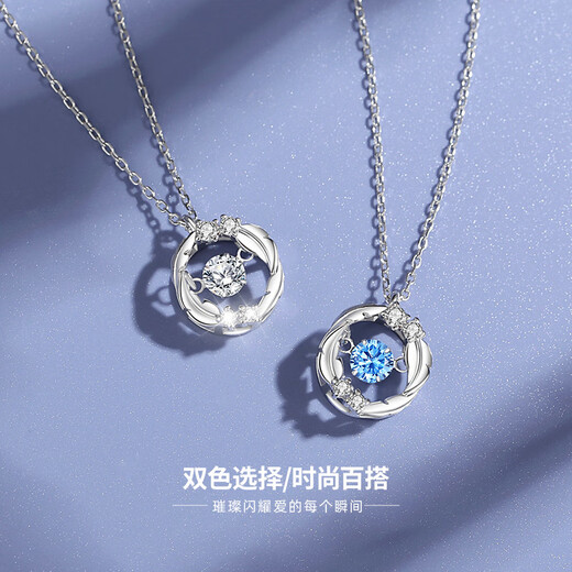 Djin Yu You Accompany Necklace Women's 925 Silver Clavicle Chain Beating Pendant for Wife Valentine's Day Birthday Gift for Girlfriend White Diamond Yu You Accompany Necklace