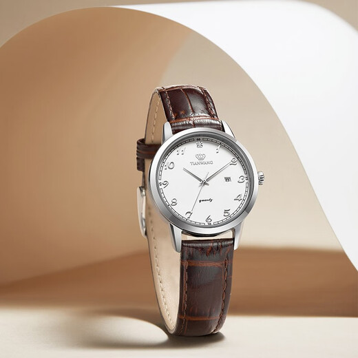 Tian wang cadeau canghai section couple belt quartz watch watch business dames dames roman plat watch 3886 white plot brun ceinture [watch]