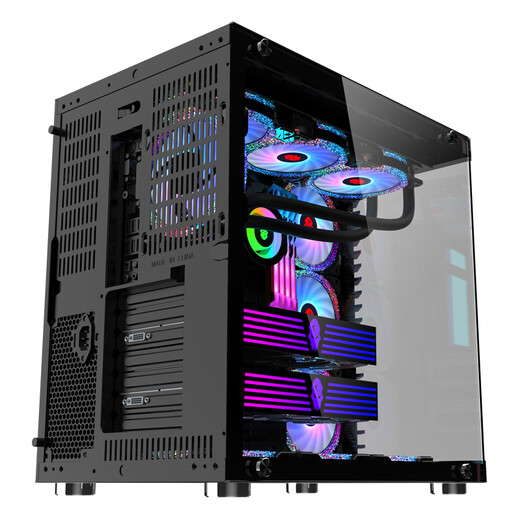 Wanjia Robin 3 wide-body double-sided transparent glass chassis dual 360 water-cooled computer main chassis sea view room chassis desktop 30 series long graphics card vertical mounting chassis Bauhaus pure white Robin 3 (black) + 7 prism 4pro fan ARGB