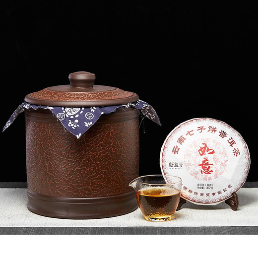 Zunhu tea cake jar Yixing purple clay tea jar large tea cake jar Pu'er white tea storage tea jar sealed awakening tea jar tree pattern seven cakes purple mud