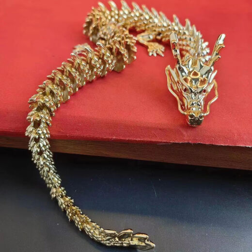 Liuhui Chinese Dragon Model Shenlong Ornament Moving 3D Movable Alloy. Five-claw Golden Dragon Alloy Gold-plated Handle Piece