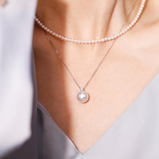 Fengxi Jewelry Princess Venus Australian White Seawater Pearl Diamond Necklace Sand Red Gold Princess Diana Pendant Clavicle Chain Gui 13-14mm