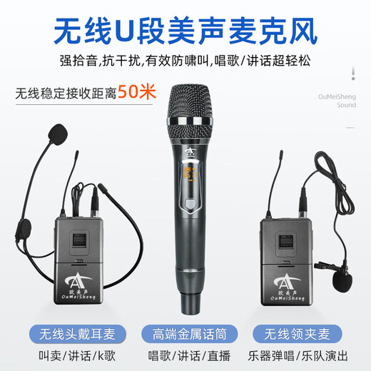 European and American sound outdoor audio karaoke dedicated three-way high-power professional singing live square dance performance high-quality large volume mobile pull rod Bluetooth portable speaker equipment 12-inch 263 pull rod 450W 2* wireless headset + gift package