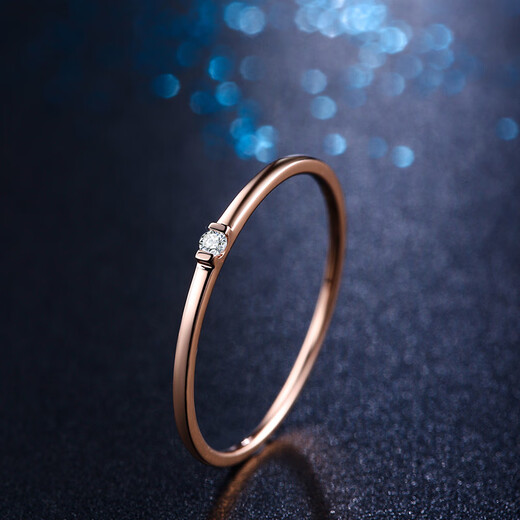 Saturday Fortune 18k gold diamond ring women's simple single diamond rose gold diamond ring KIDB021814 No. 14 birthday gift