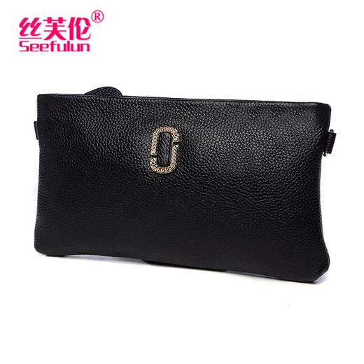 Sephoron Fashionable First Layer Cowhide Shoulder Bag for Women 2025 New Genuine Leather Small Clutch Wallet Mini Clutch for Mobile Phone Black