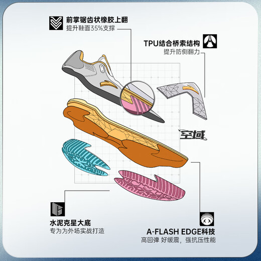 ANTA Airspace 5 basketball shoes men's cement nemesis professional practical breathable cushioning anti-rollover low-top sports shoes West Coast-4 41 (men's size 8)