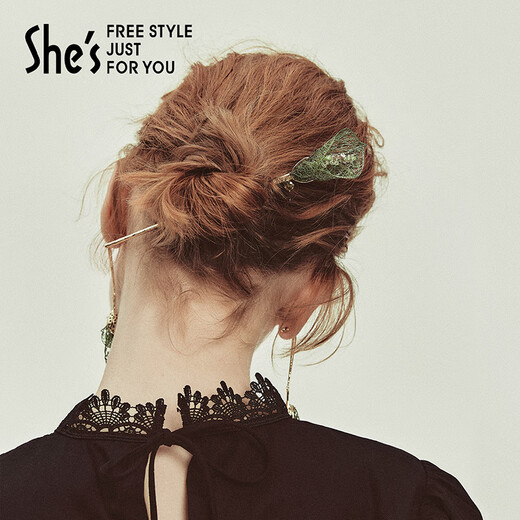 She s Akiko Rousseau holiday original bright craft crystal hairpin new high-end hair accessories hairpin birthday gift for women green D0