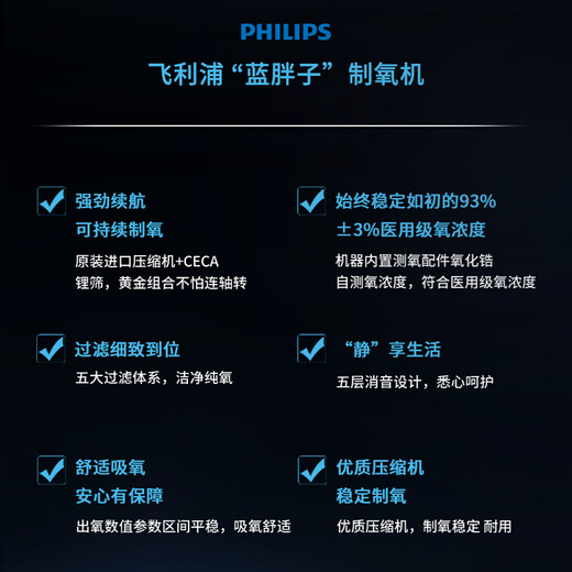 Philips Home Oxygen Concentrator 5L Oxygen Inhaler Imported Elderly Oxygen Machine Everflo Noise Reduction Upgrade Everflo Q5L