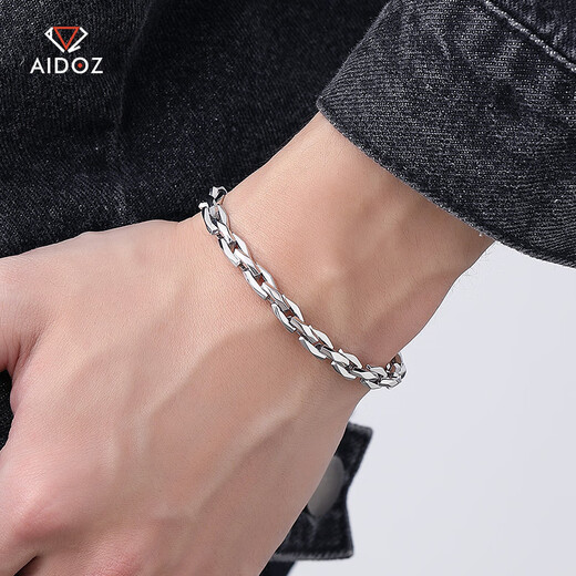 Aido Diamond Platinum Bracelet Men's pt950 Platinum Mechanical Style Bracelet Men's Fashionable Thick and High-end Feeling Jewelry Weight 22.46g Length 17cm Thick About 6mm