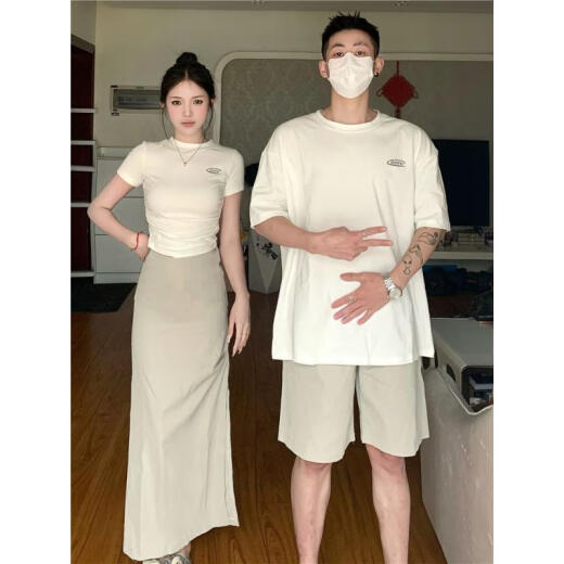 Ziji Couple Outfit Summer One Man and One Woman Suit Skirt One Dress One Skirt Full Set Couple Outfit Summer 2024 New Niche Girls Short Sleeve S